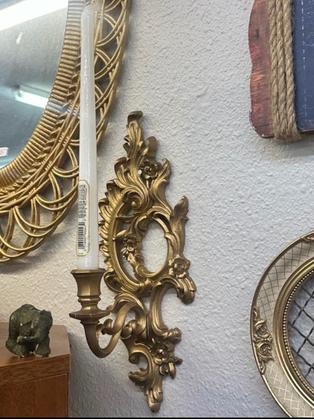 Ornate Gold Wall Sconce Candle Holder - Elegant Home Accent